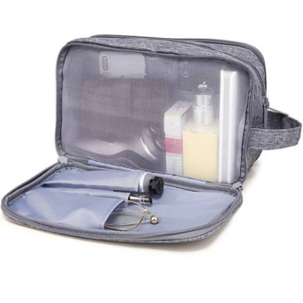 Косметичка дорожная с ручкой для переноски вместительная с отделениями на молнии 27×17×11,5 см голубой цвет